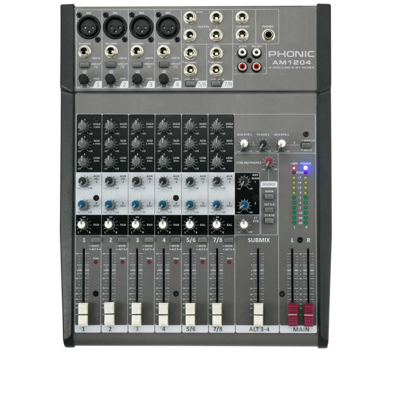 Mixer Phonic - Am-1204 - 4 Mic 2 Stereo Phantom