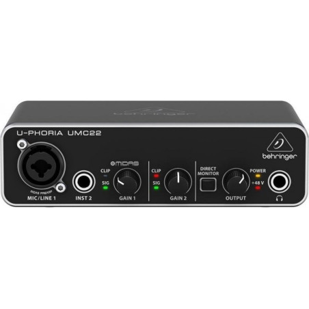 Placa de Audio Externa - Behringer - Umc-22  2x2 Audio Usb