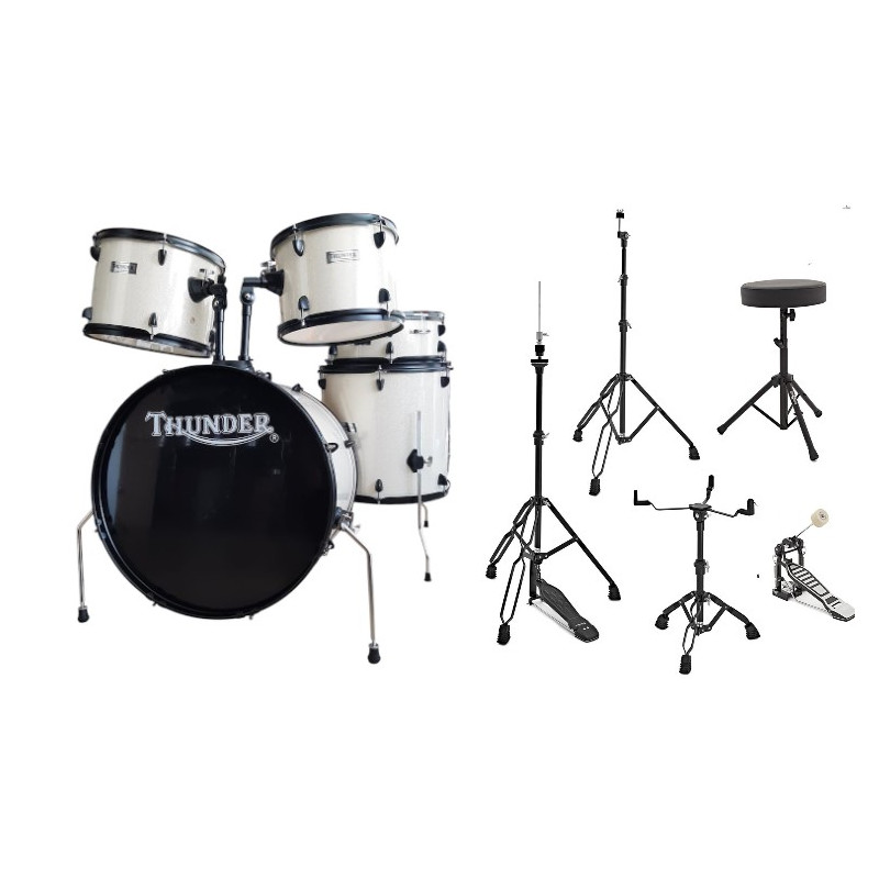 Bateria Acustica Thunder - 5 cuerpos + Fierros + Platos + Banqueta