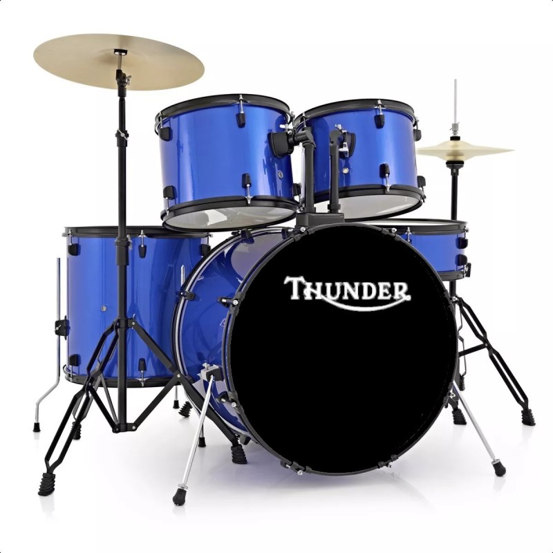 Bateria Acustica Thunder - 5 cuerpos + Fierros + Platos + Banqueta