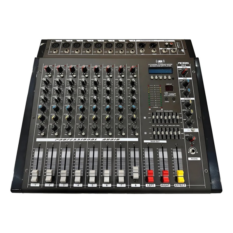 Consola Potenciada Ross Dx-8 8 Canales Usb-sd C/Efx